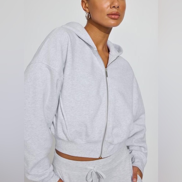 Garage Tops - Garage Light Grey Ultrafleece Boxy Full Zip Up Hoodie